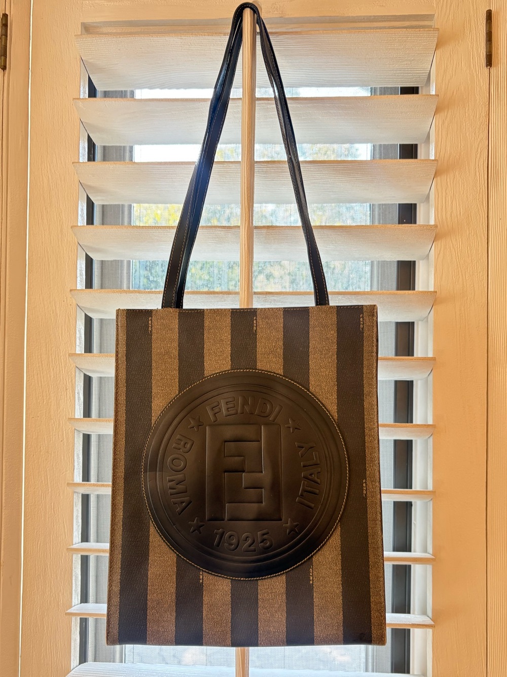 Fendi Striped Pequin FF Roma 1925 Tote